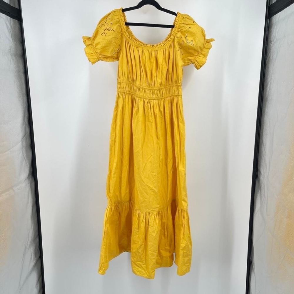 Boho Prairie Cotton Maxi Dress H&M Small Tiered Lagenlook Summer Puff Sleeve